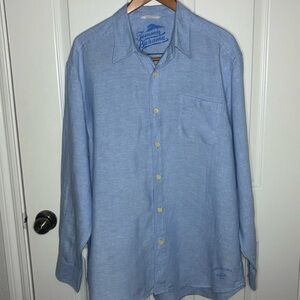 Tommy Bahama 100% Linen Long Sleeve Shirt Men’s size XL Light Blue Travel